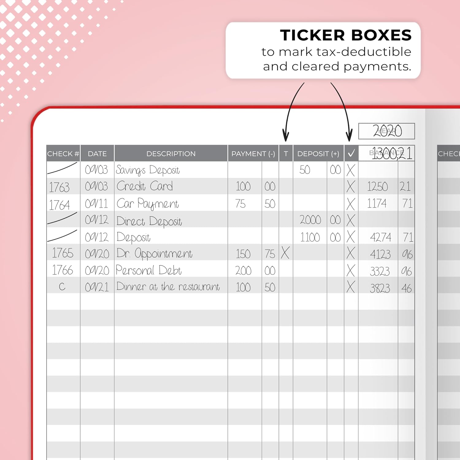 Clever Fox Check Register Book, Checkbook Ledger, 5.8x8.3 Purple