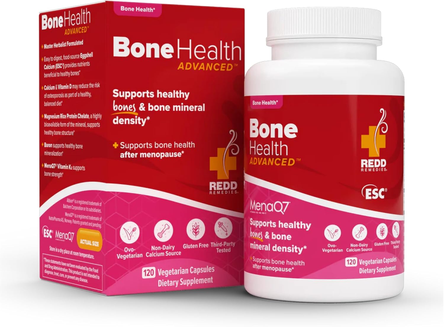 Redd Remedies, Bone Health Advanced, Vitamin D3 and Calcium for Strong Bone Support, 120 Vegetarian Capsules