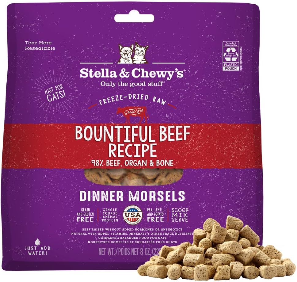 Stella & Chewy's Freeze-Dried Raw Cat Dinner Morsels - Premium Chicken Recipe with 98% Cage-Free Meat & Organs - Natural Grain-Free Cat & Kitten Food - Made in USA - 18 oz