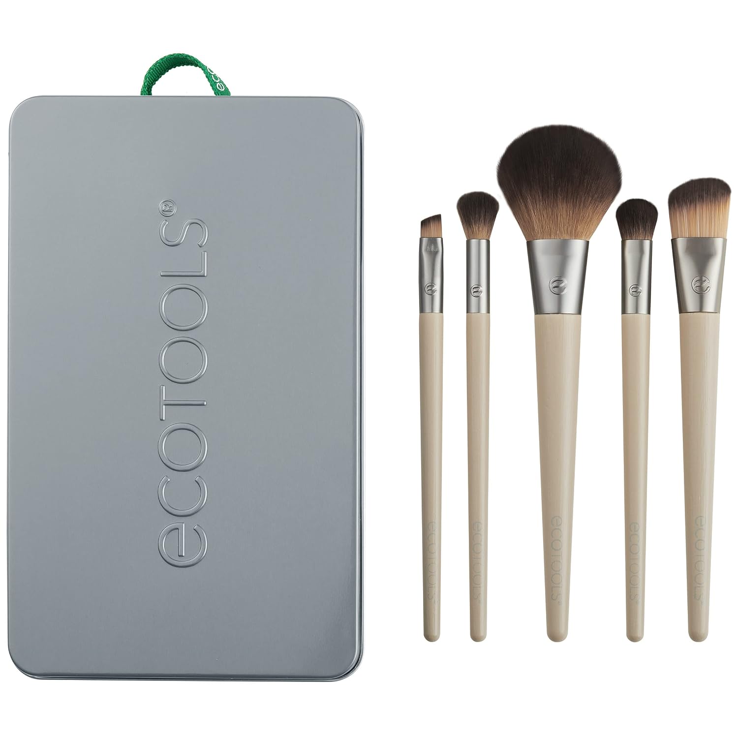 EcoTools 6 Piece Start the Day Beautifully Makeup Brush Set | Natural face and eye look, makeup brush kit for liquid cream or powder