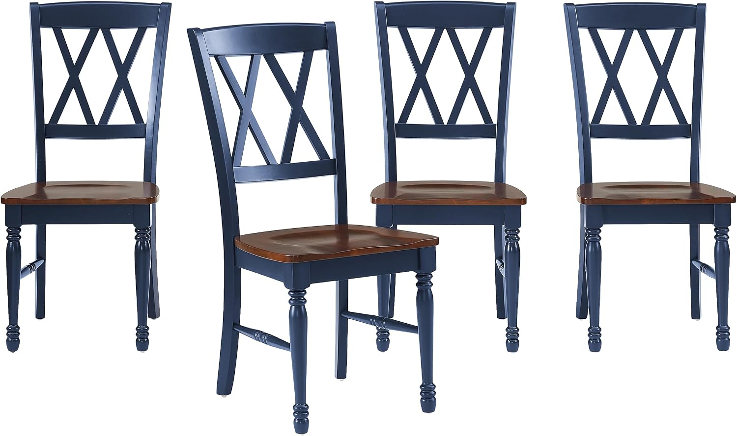 Crosley Furniture Shelby Traditional Wood X-Back Dining Room Chairs Set of 2, Kitchen Chair, Distressed White
