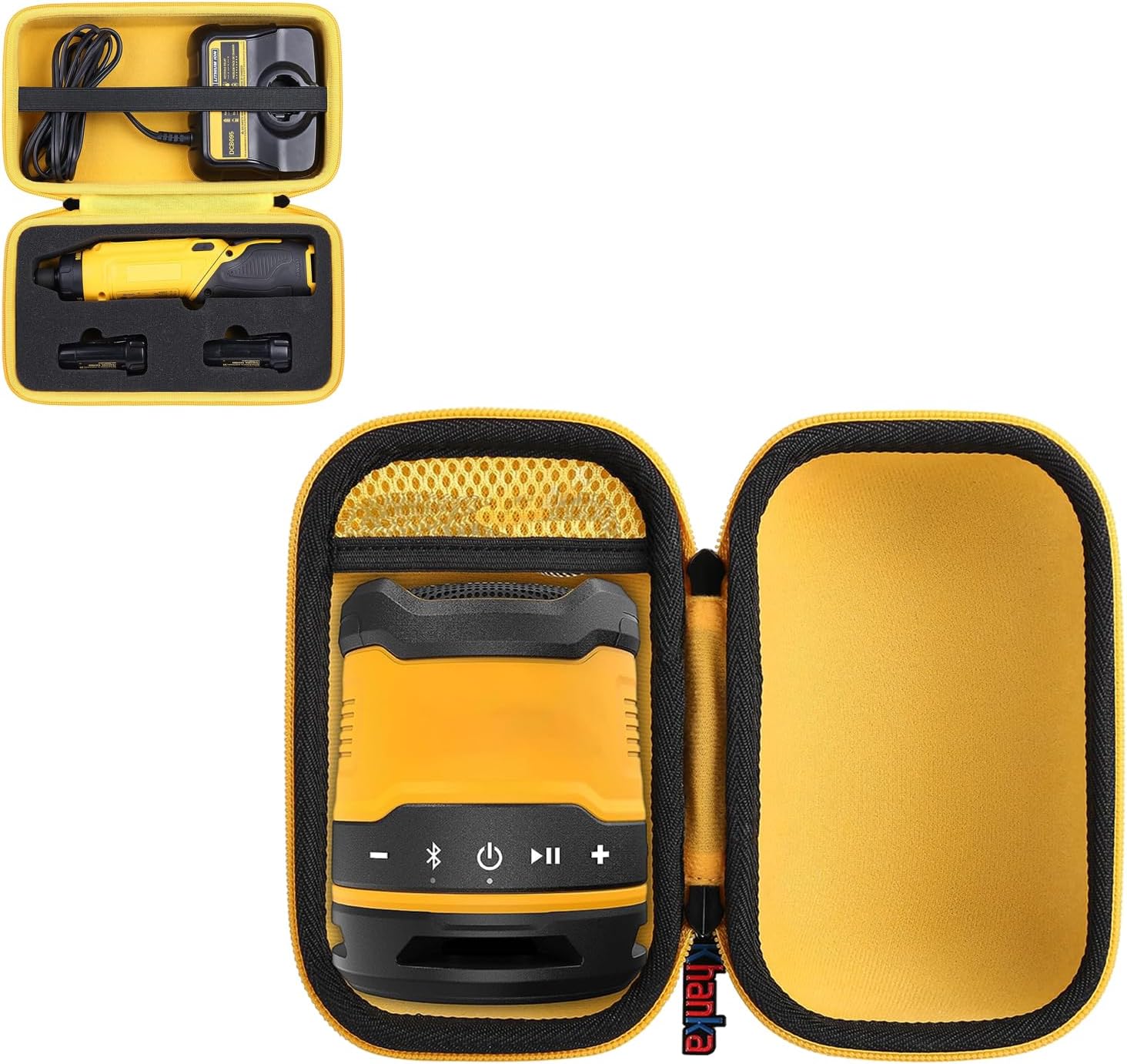 khanka Hard Storage Case for Dewalt DCR008 USB-C Speaker+DCF682N1/DCF680N2 | EVA Hard Shell, Mesh Pocket Accessory Storage, Workshop Tool Storage