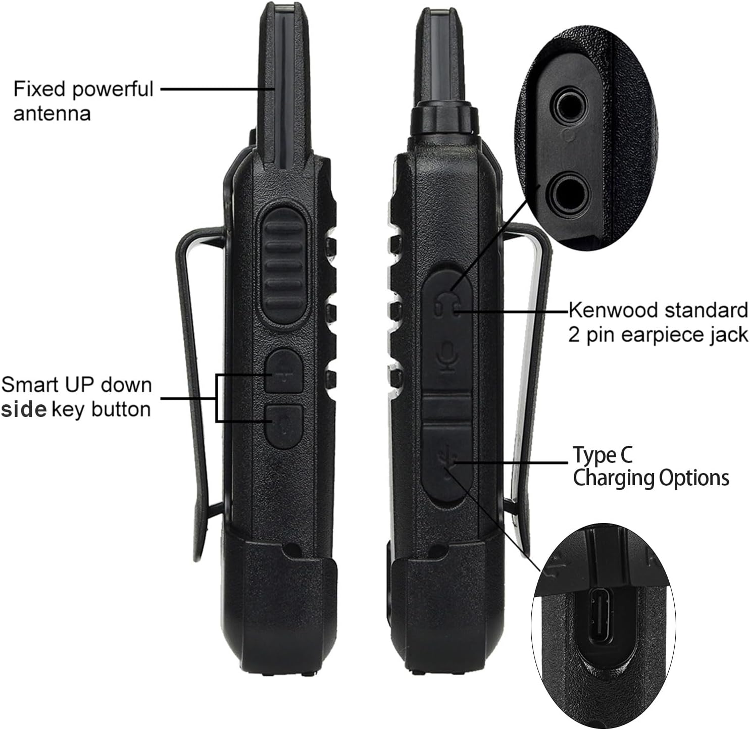 Retevis RT22 Compact & Lightweight FRS Walkie Talkies Long Range (4 Pack) | For Small Business, Camping, Hiking, Cruise, Safe Short Antenna, Comfortable to Carry, Loud & Clear Audio, USB-C