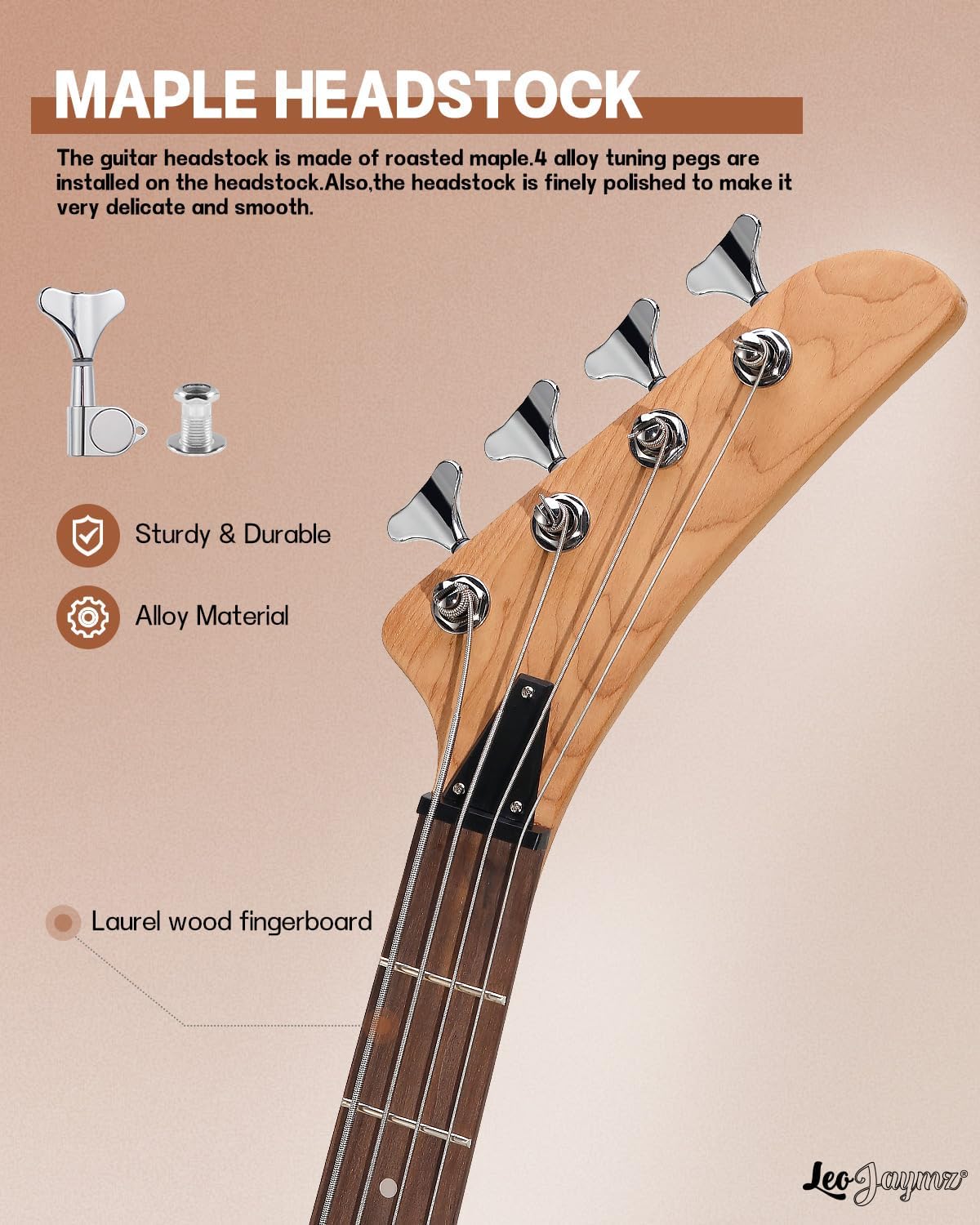 Leo Jaymz DIY Electric Bass Guitar Kit Mahogany Body Maple Neck (AX)