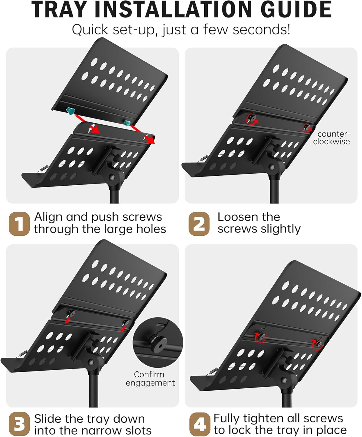 Vekkia Metal Professional Portable Perforated Sheet Music Stand