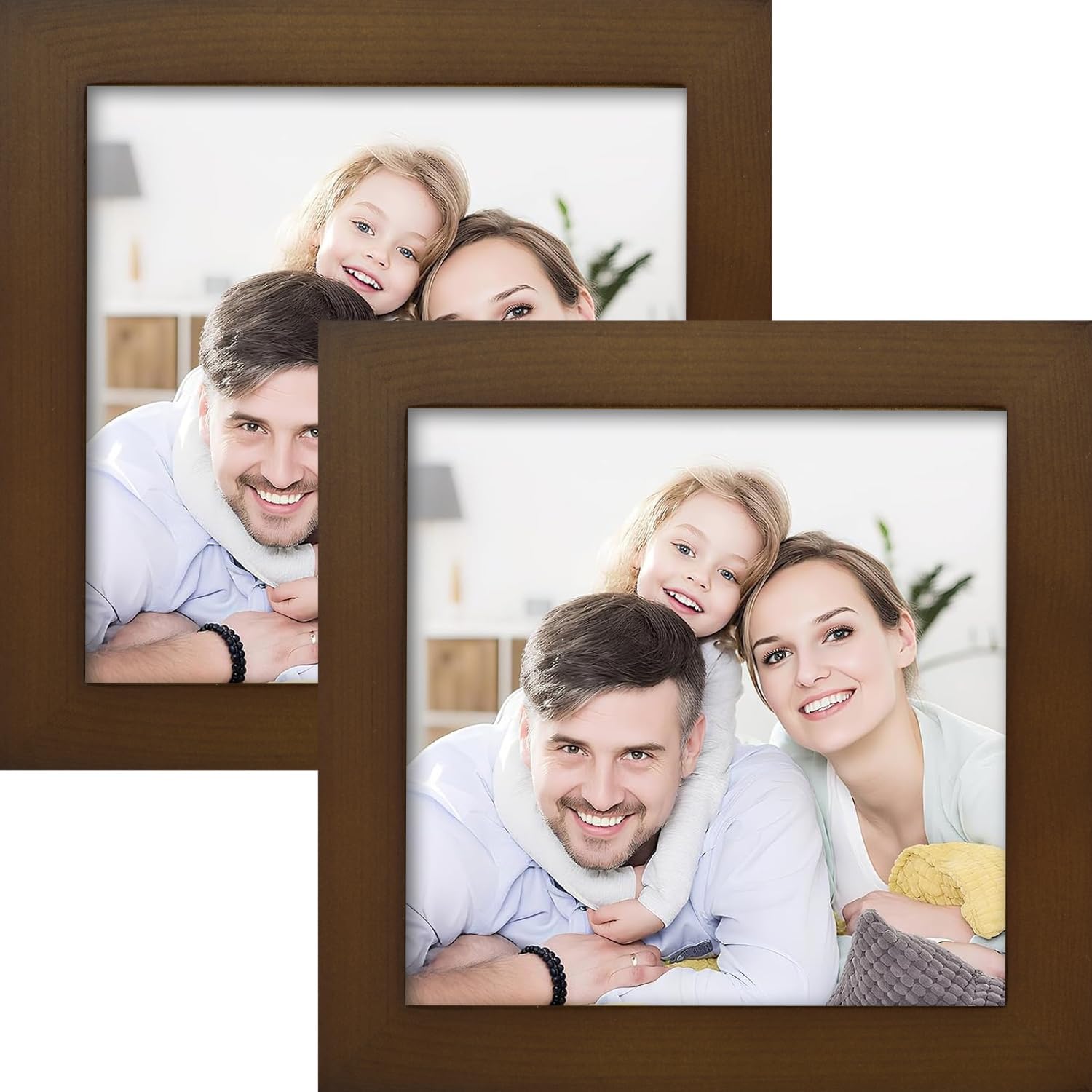 Picture Frames 8x8 2 Pack Made of Solid Wood Black for Wall Mounting and Tabletop Display