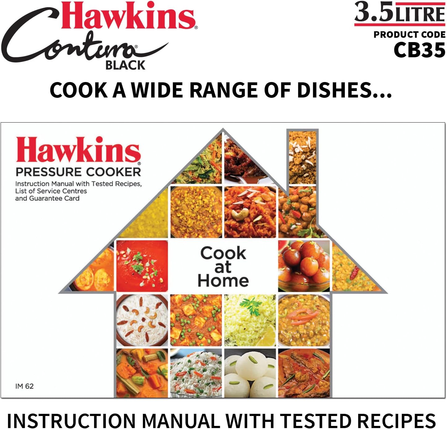Hawkins 3.5 Litre Contura Black Pressure Cooker, Hard Anodised Inner Lid Cooker, Handi Cooker, Black (CB35)