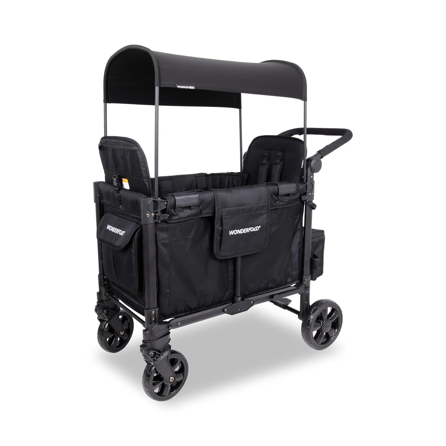 WonderFold W2 Stroller Wagon, Steel Frame, 2 Seater, Black