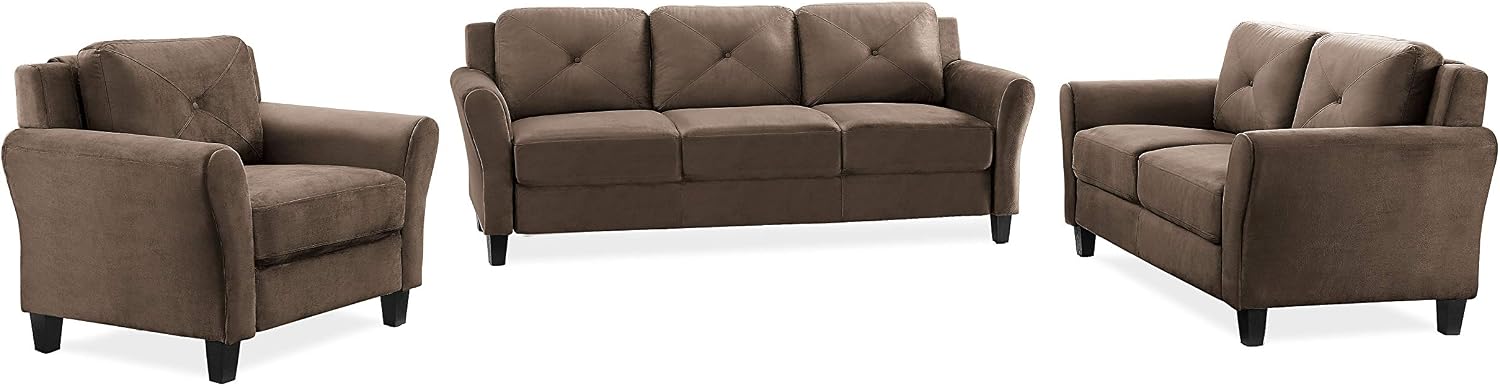 Studio Living Harrington 57.9" Loveseat, Transitional Modern, Pocket Coil Comfort, Easy Assembly, Microfiber Fabric, Dark Grey