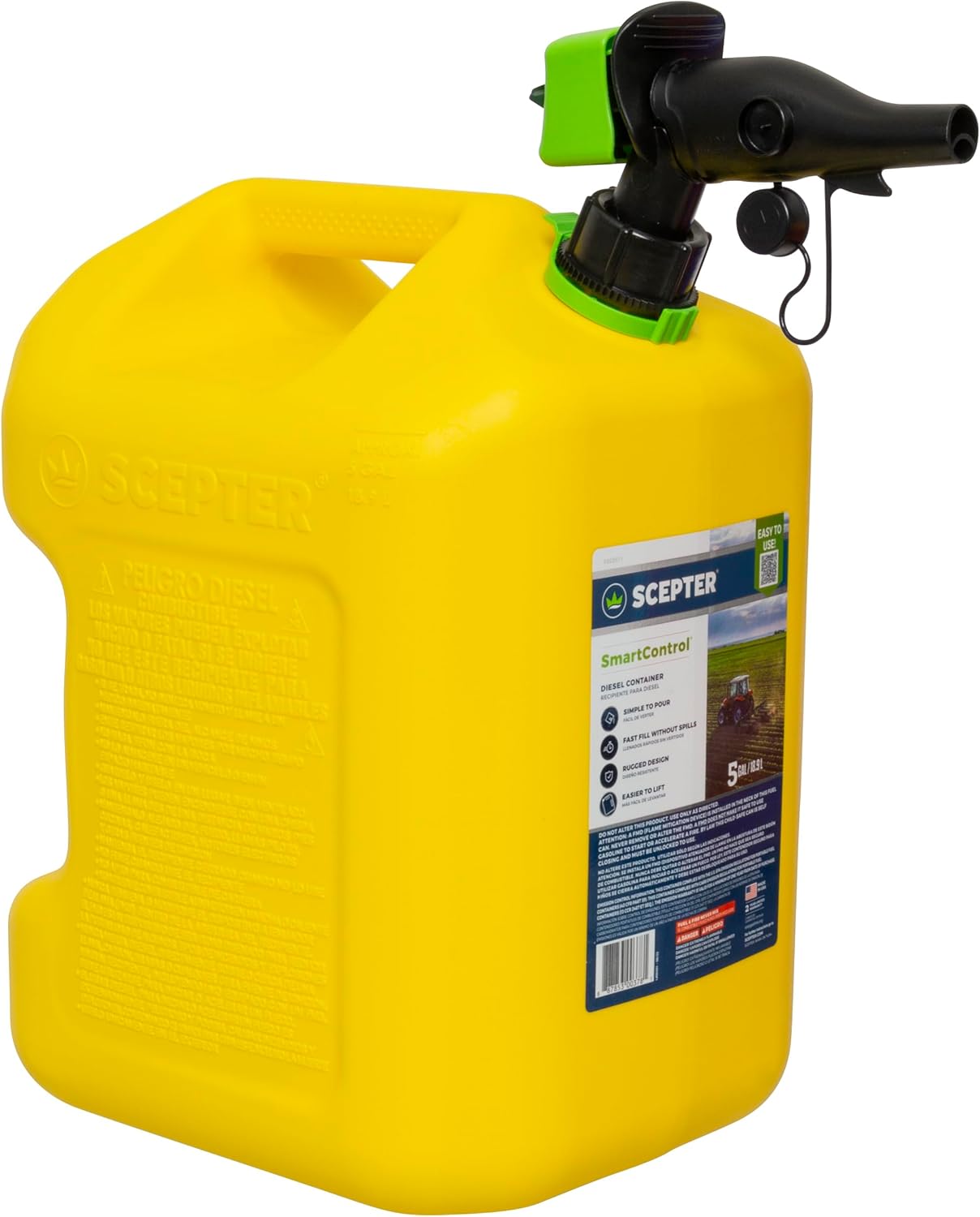 Scepter 1 Gal Gas Can, Spill Proof SmartControl Spout, Spout Extender, Red