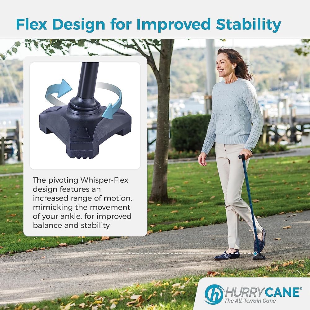 HurryCane Freedom Edition Foldable Walking Cane with T Handle