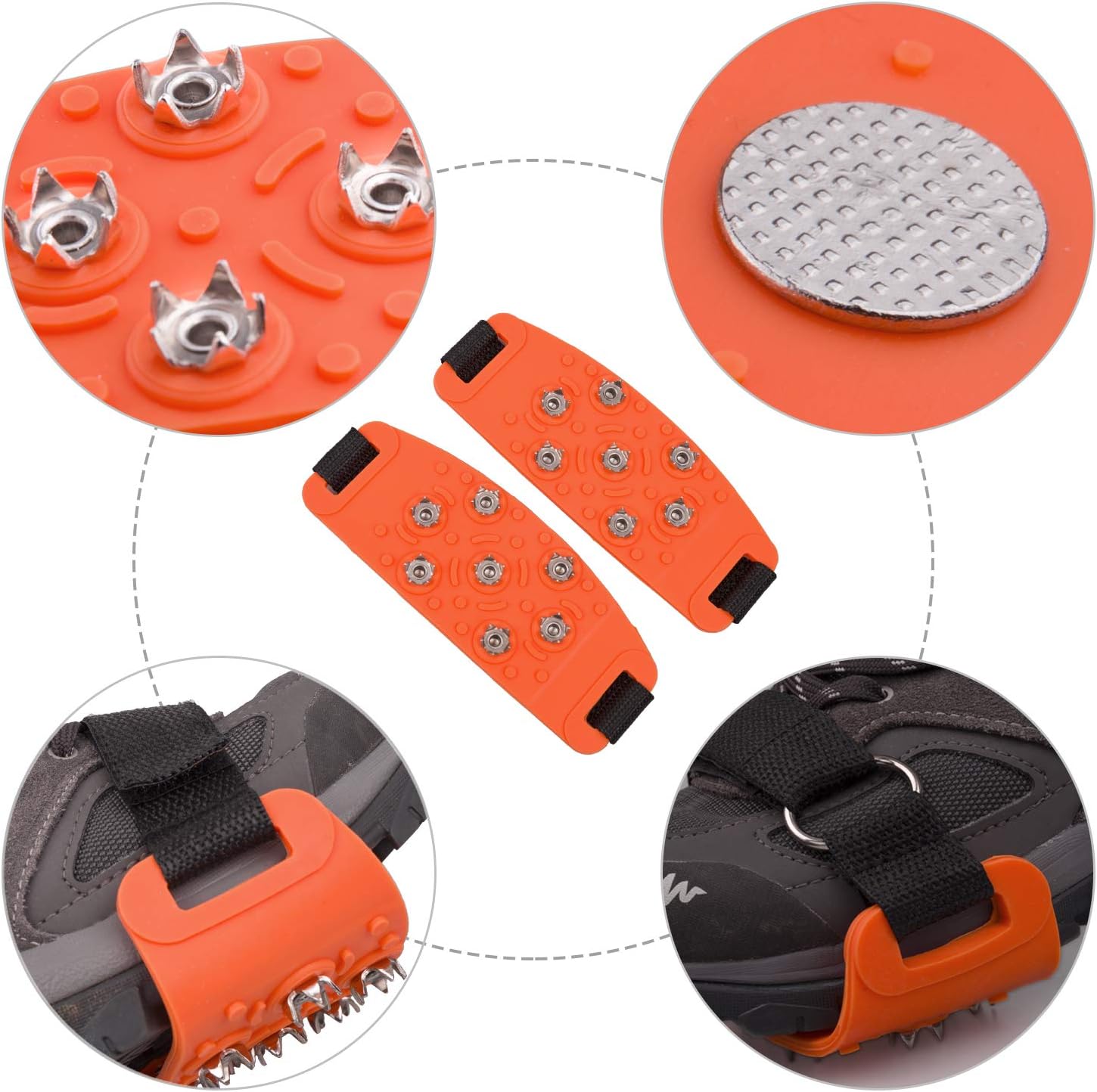 FANBX F Crampon Traction Cleats Anti-Skid Traction Grips Crampons Spikes 7 Point Cleats for Footwear for Walking, Jogging, Hiking, Mountaineering Ice Snow Grips