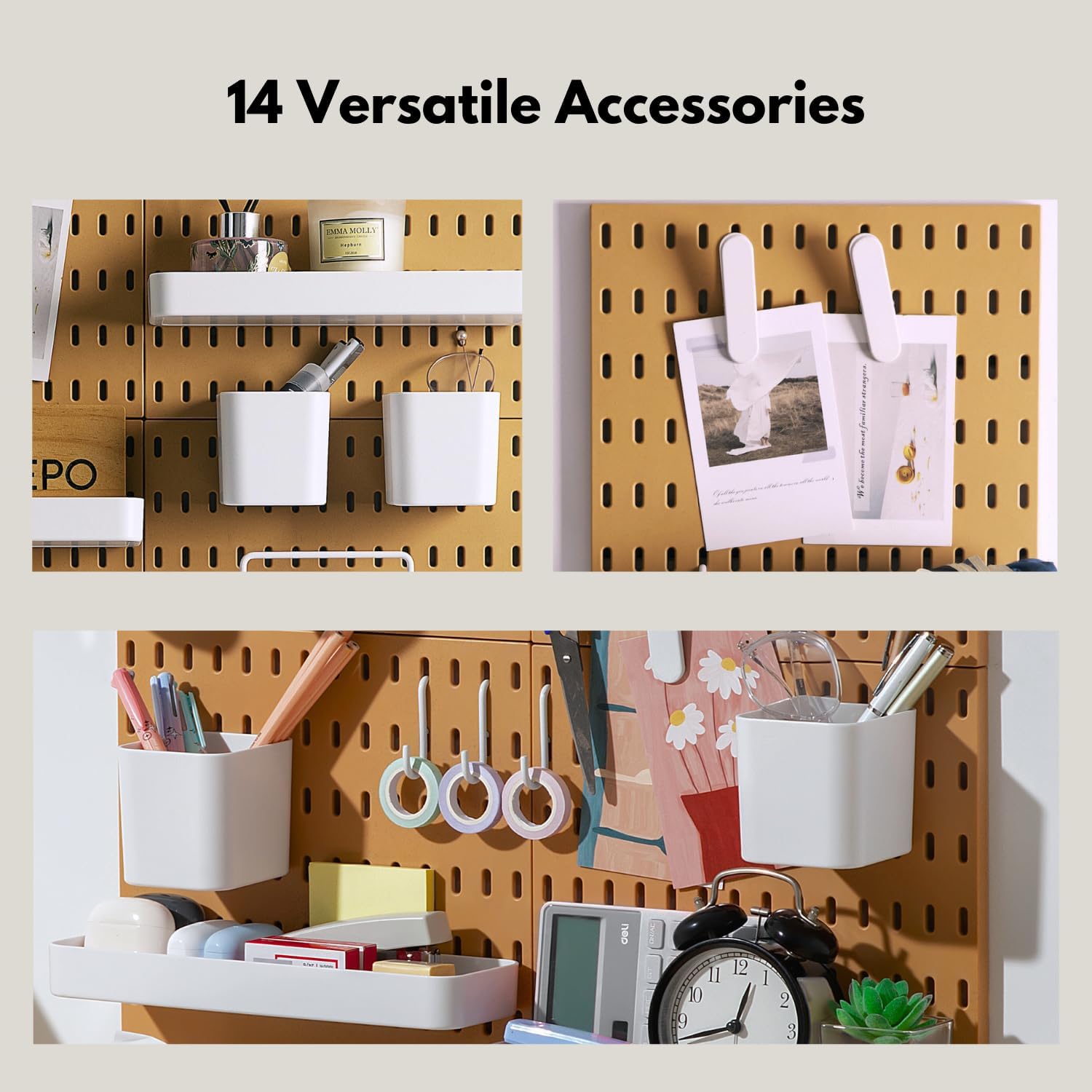Keepo Peg Board Wall Organizer – Plastic Pegboard Panels, Modular Peg Board Storage System For Home Office, Craft Room, Gaming Setup (White