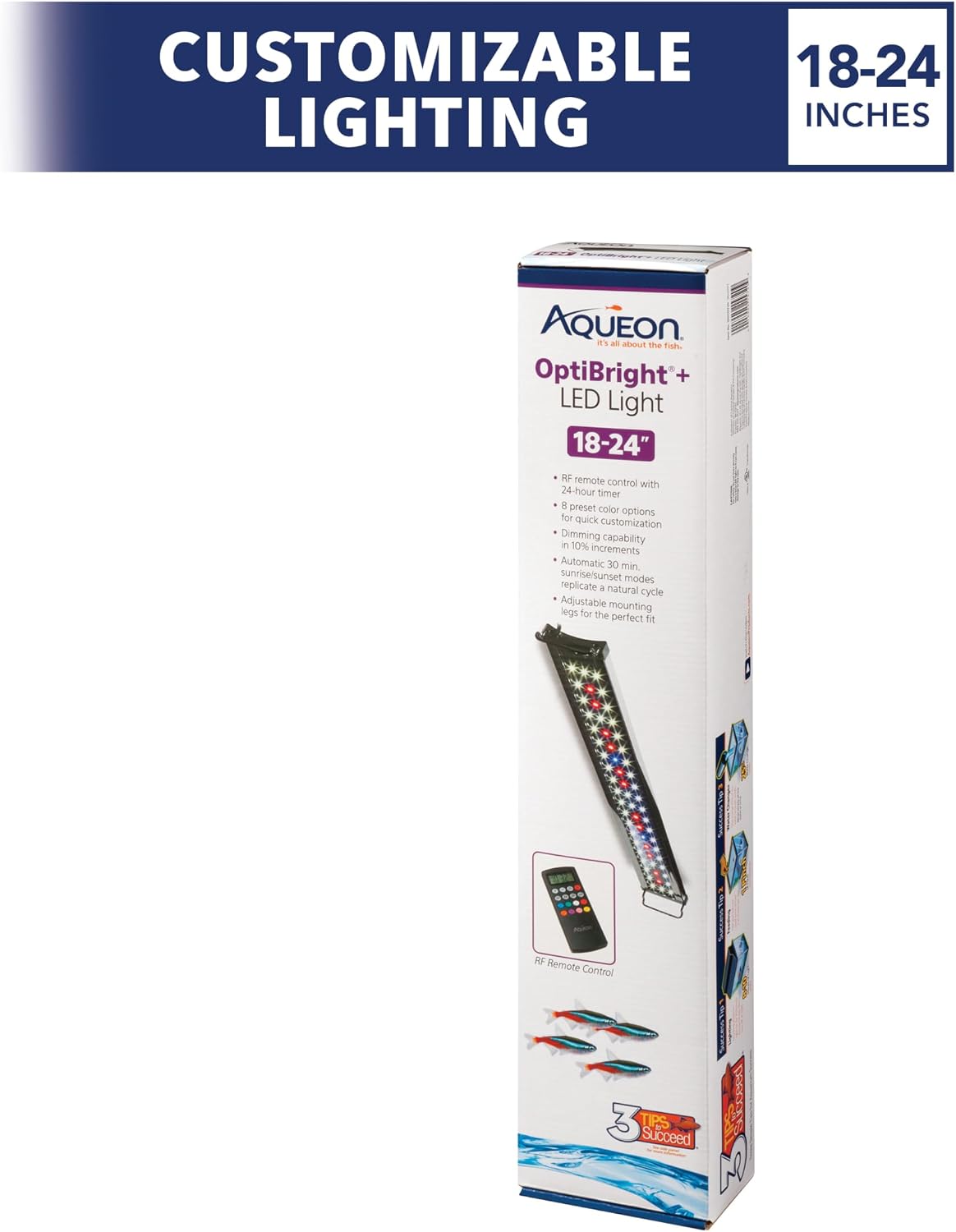 Aqueon Optibright Plus LED Fish Tank Aquarium Lighting System with Remote Control, 30 to 36 Inch | Plus, With Remote Control