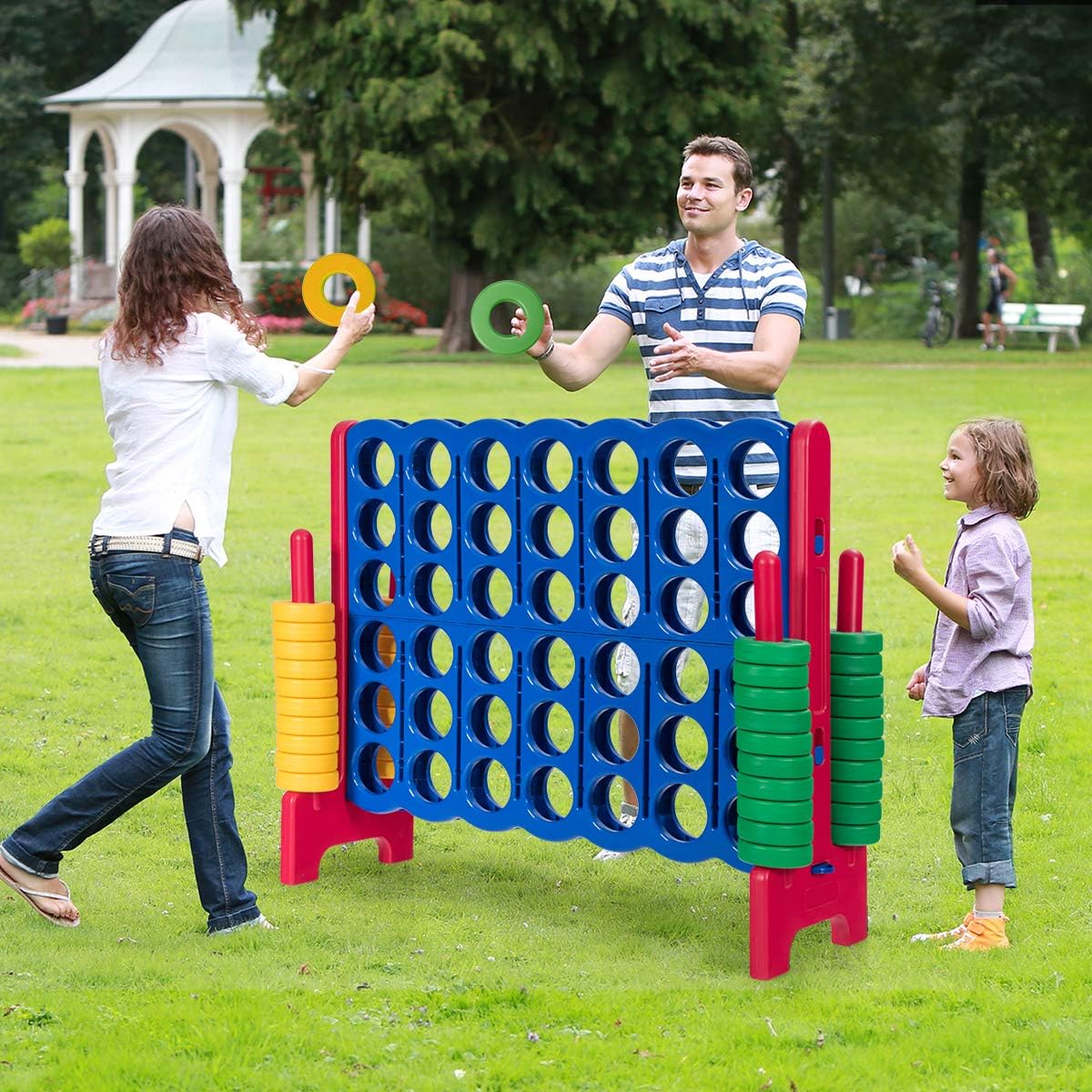 GLACER Giant 4-in-A-Row, Jumbo 4-to-Score Giant Game Set Backyard Games for Kids & Adults