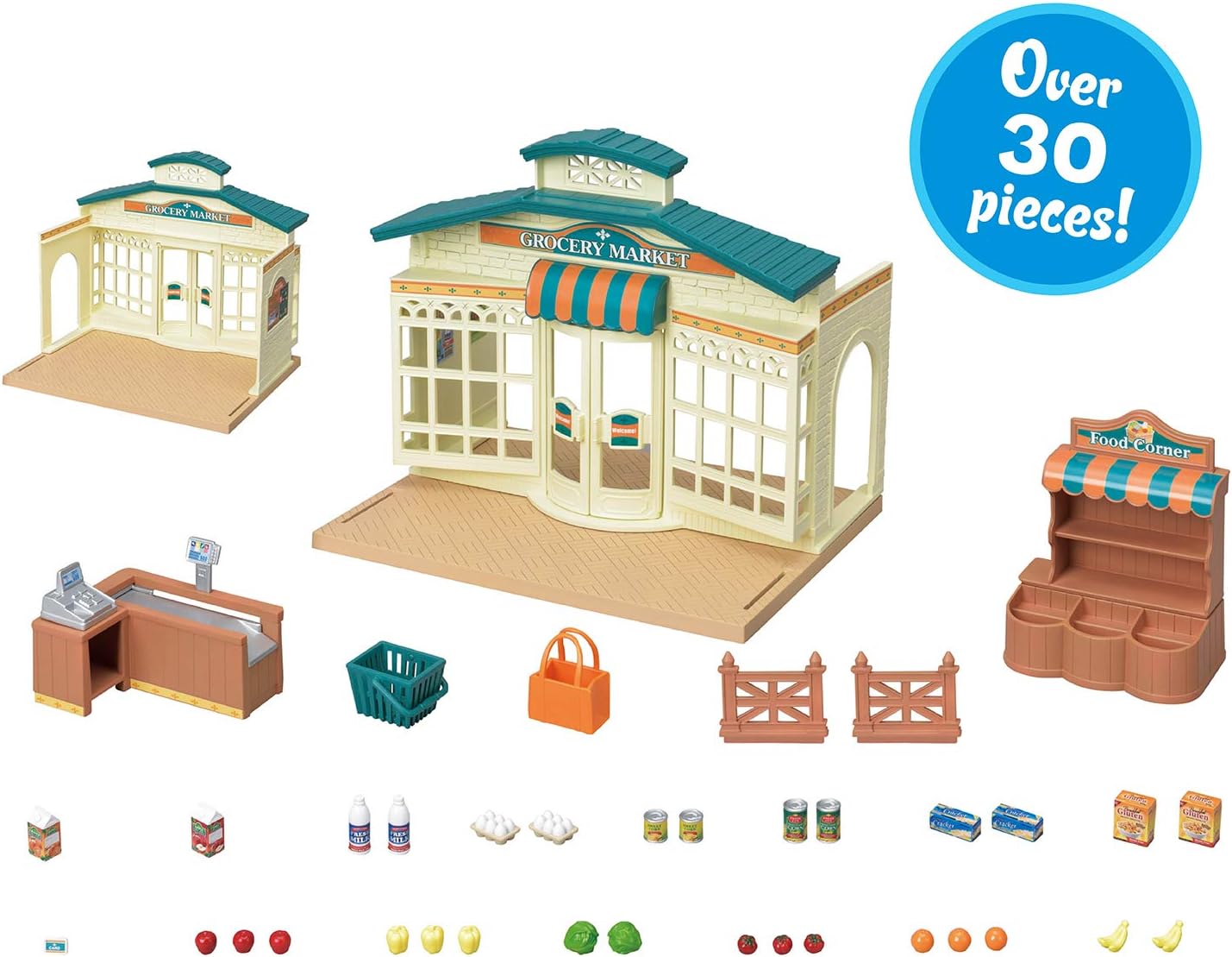 Calico Critters - Grocery Market - Town Collection - Kids Pretend Play Toy | Stock shelves, fill baskets