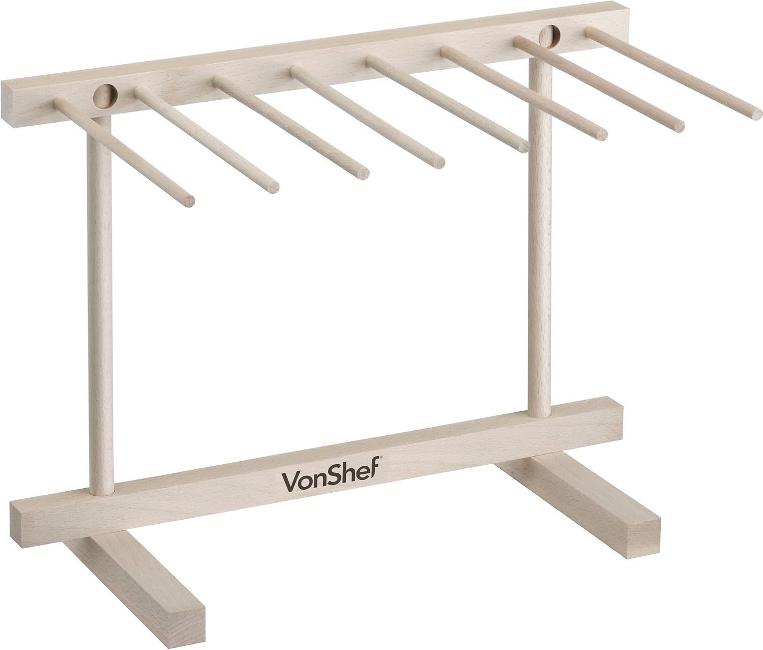VonShef Pasta Drying Rack - Collapsible Wooden Spaghetti, Noodle and Fresh Pasta Drying Stand - Natural Beechwood