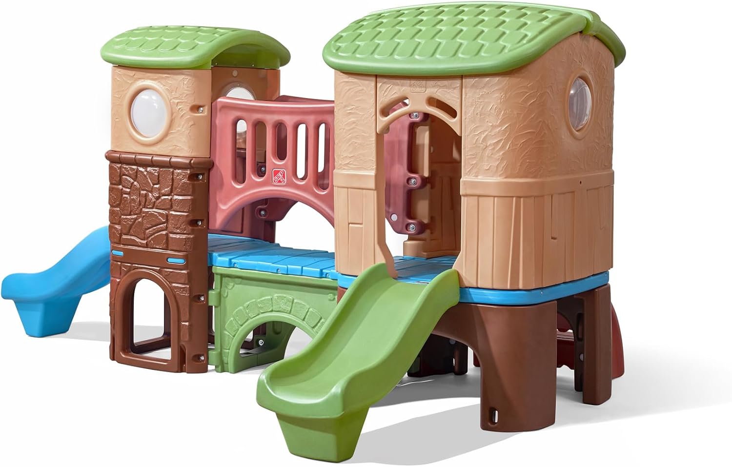 Step2 Clubhouse Climber Playset for Kids, Jungle Gym with Elevated Playhouse, Outdoor Backyard Playground Set, Two Toddler Slides