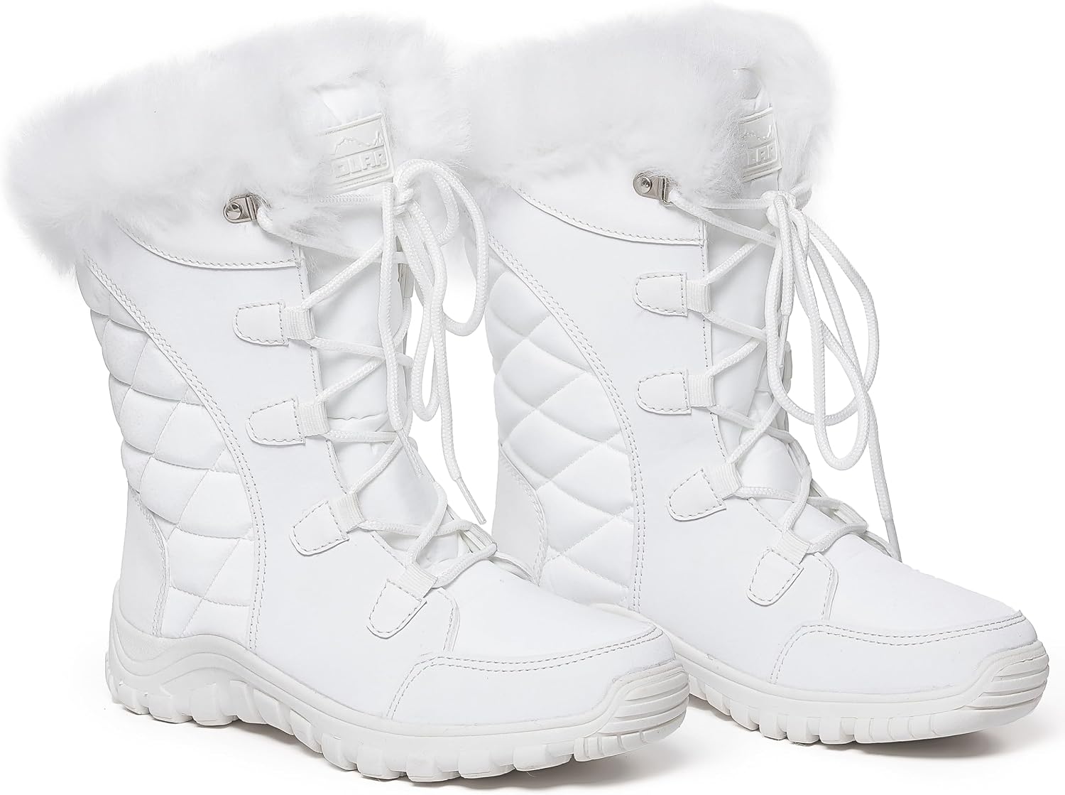 POLAR Womens Quilted Faux Fur Cuff Winter Duck Rubber Sole Durable Snow Rain Outdoor Boots