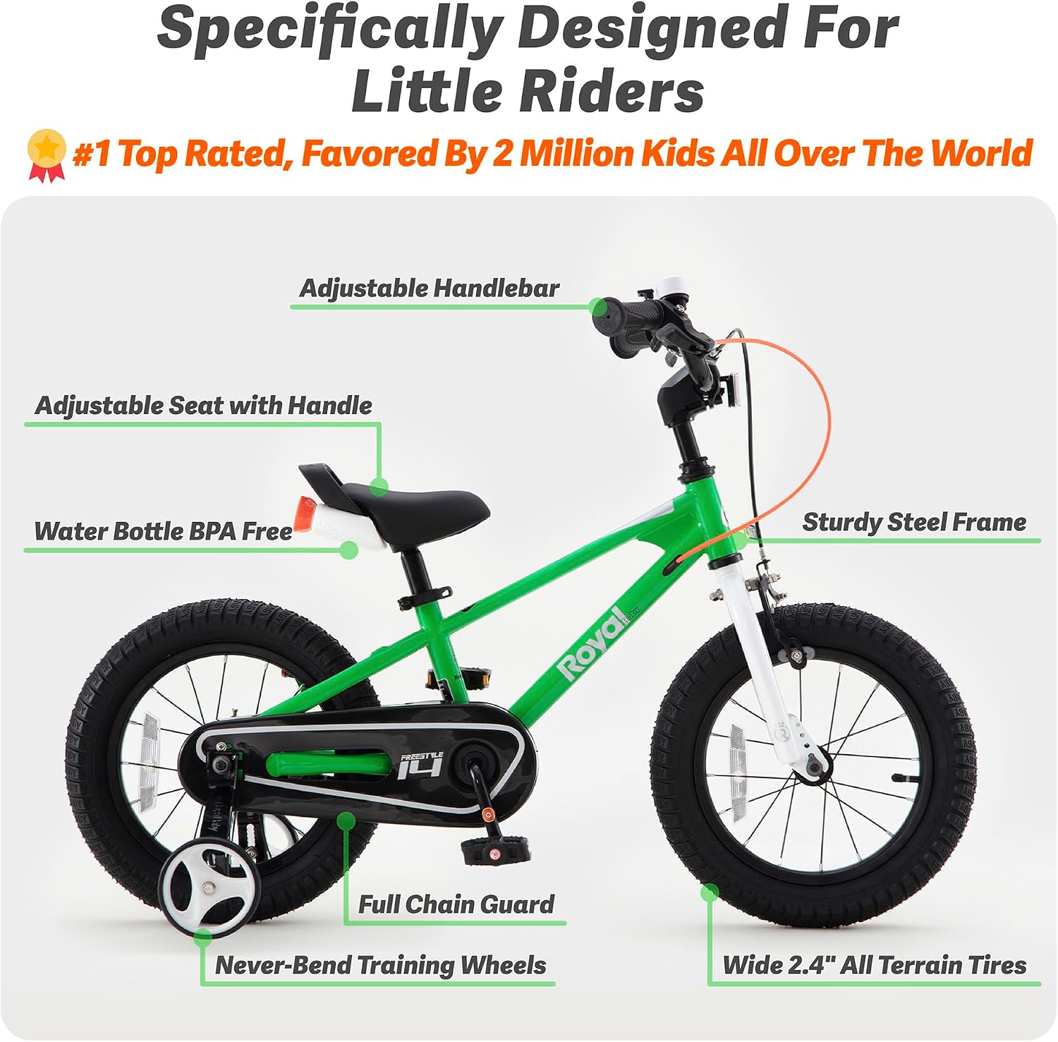 RoyalBaby Freestyle Kids Bike 12 14 16 18 20 Inch Bicycle for Boys Girls Ages 3-10 Years, Multiple Color Options