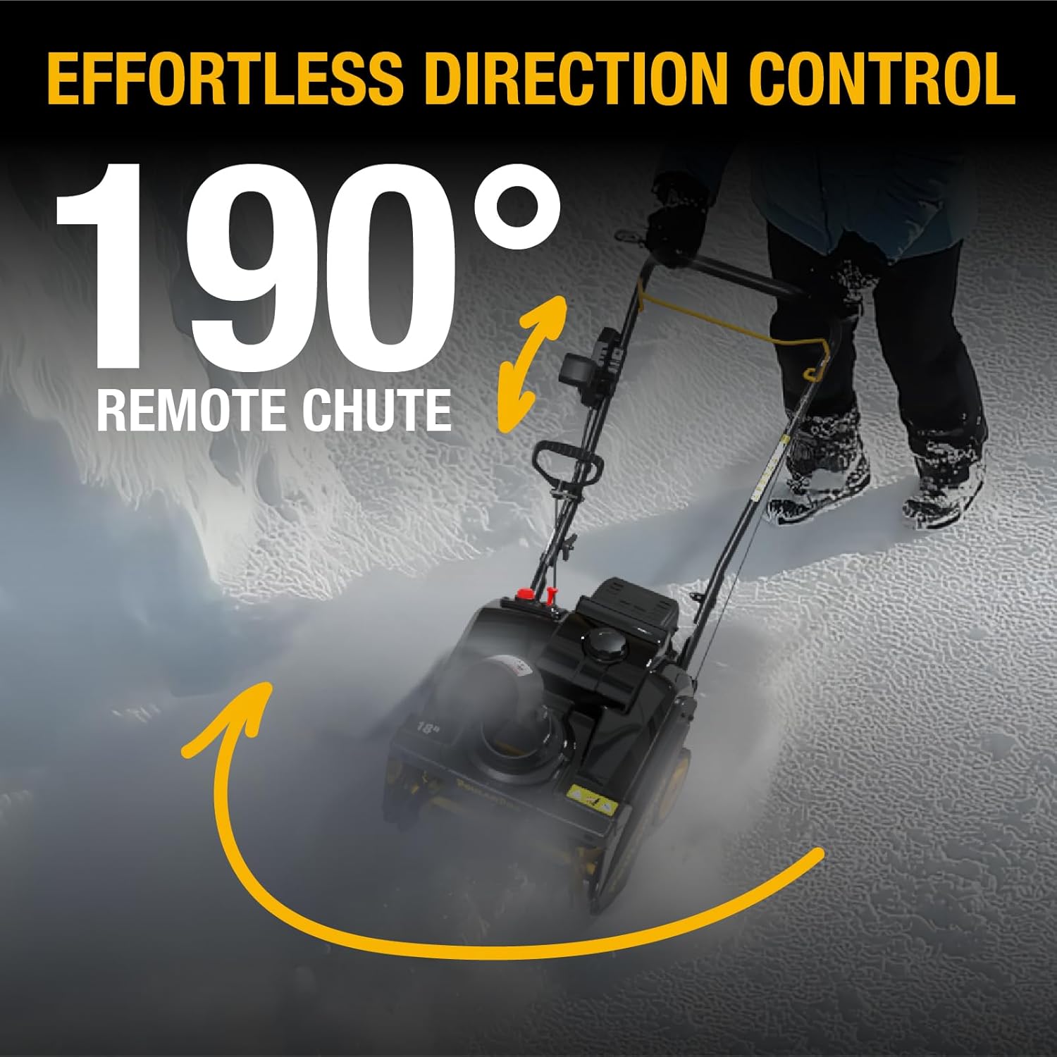 Poulan Pro Snow Blower Gas Powered, Single Stage 18 Inch Gas Snow Thrower | with Electric Start, 190° Remote Chute Control