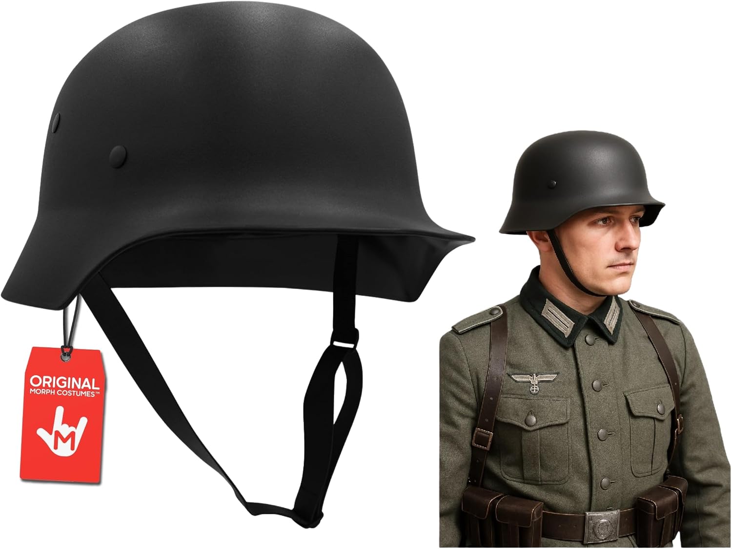 Nicky Bigs Novelties Black German WW2 Helmet, Military Costume Accessory