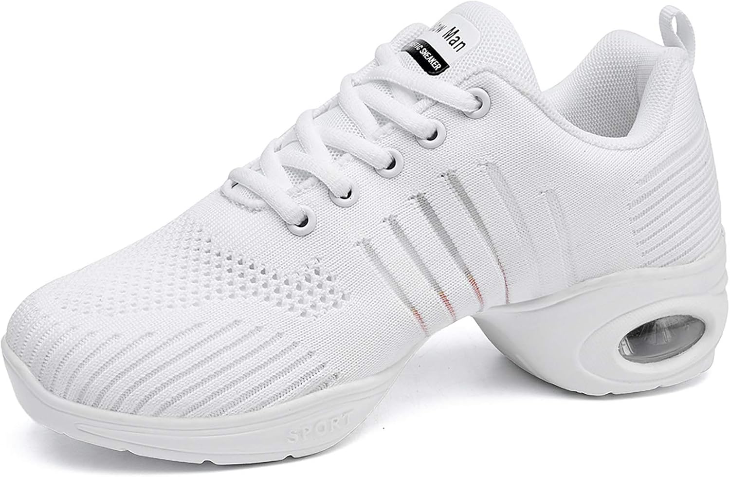Slow Man Women's Jazz Shoes Lace-up Sneakers - Breathable Air Cushion Lady Split Sole Athletic Walking Dance Shoes Platform