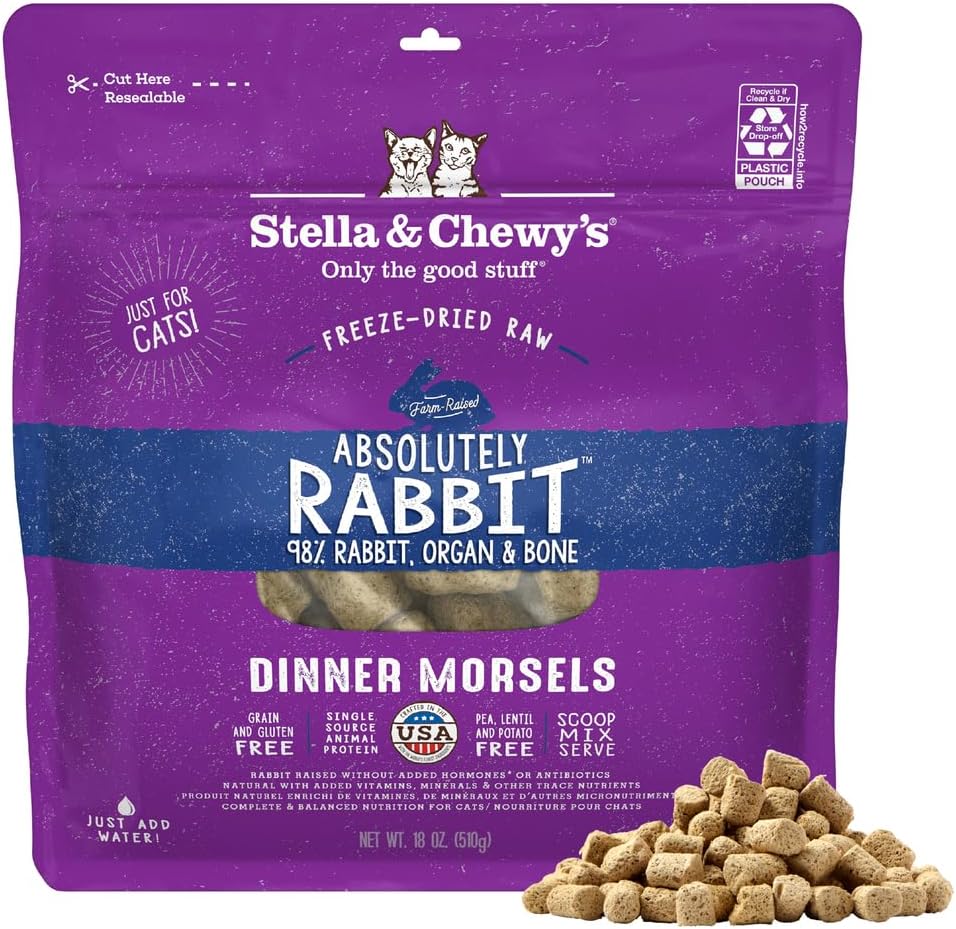 Stella & Chewy's Freeze-Dried Raw Cat Dinner Morsels - Premium Chicken Recipe with 98% Cage-Free Meat & Organs - Natural Grain-Free Cat & Kitten Food - Made in USA - 18 oz