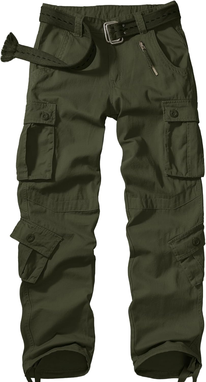 Mens Cargo Pants Camo Work Tactical Rip Stop BDU Casual Army Military Pants | 100% Cotton,Wear Resistant,Breathable,Sweat-absorbent,Men's Wild Cargo Pants with 8 Pockets,Relaxed Loose Fit Hiking Pants