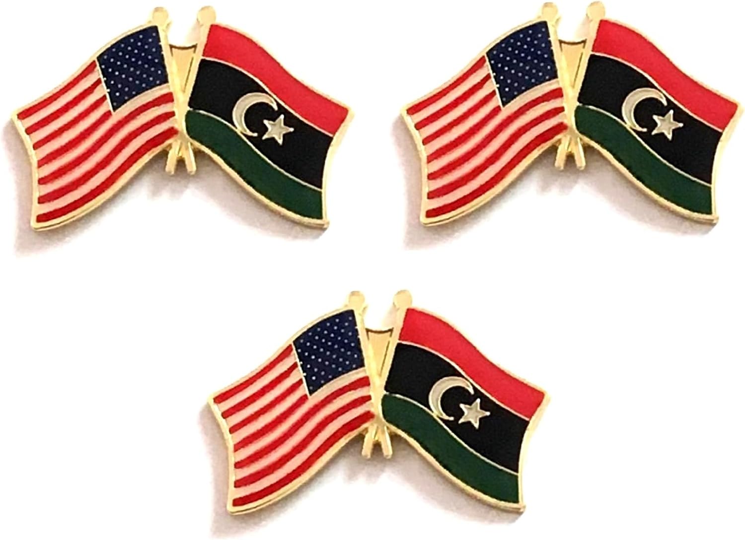 3 National Country Flag Crossed Enamel Flag Pins Pack of 3 Friendship Double Flags