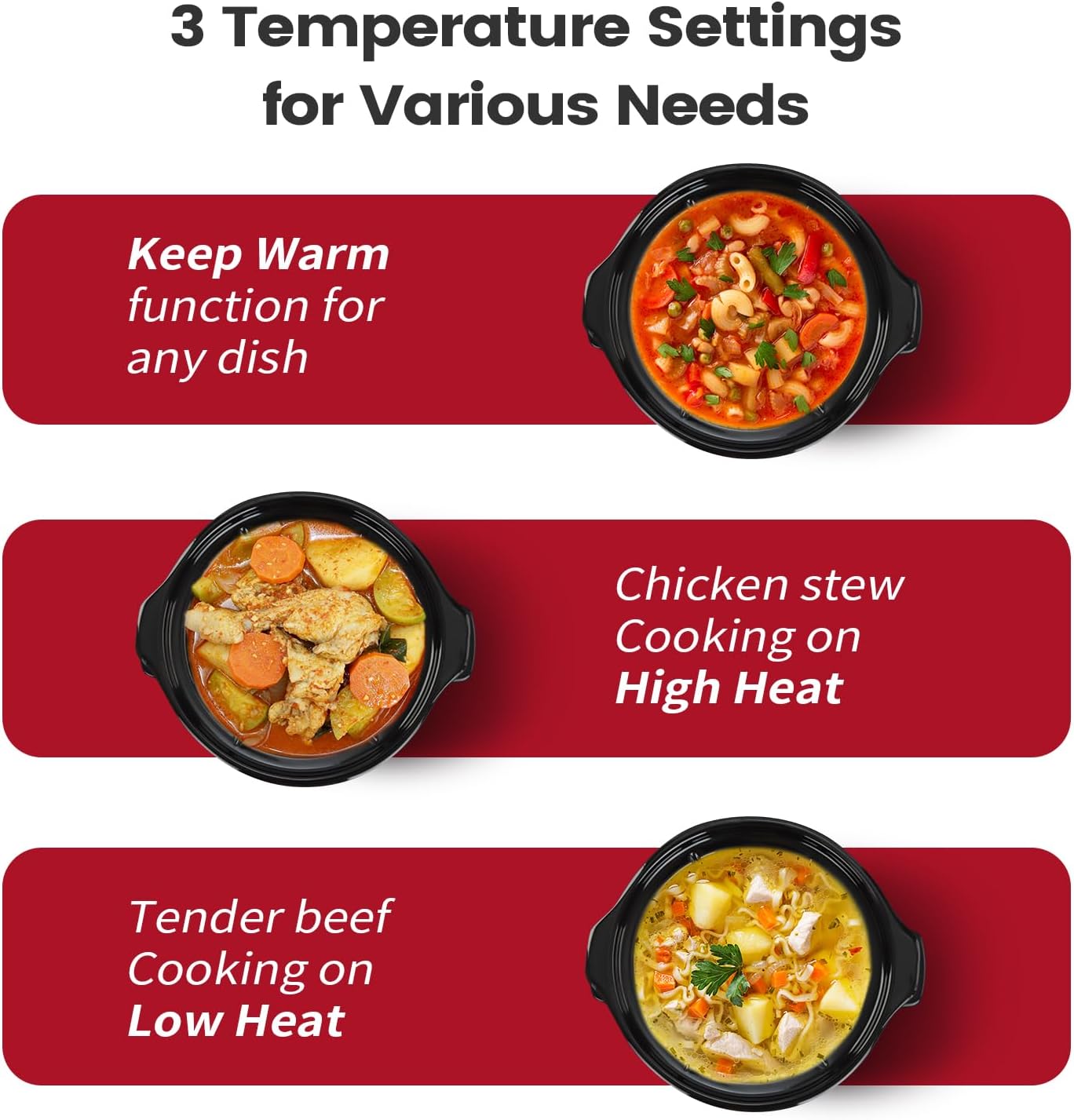 KOOC Small Slow Cooker, 2-Quart, Free Liners Included for Easy Clean-up, Upgraded Ceramic pot, Adjustable Temp, Nutrient Loss Reduction