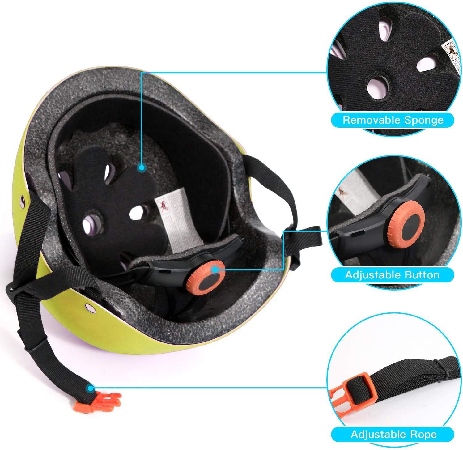 Color Gradient Adjustable Kids Bike Helmet Toddler Helmets for 3-5-8-14 Years Kids Girls Boys Youth Bicycle Helmet for Scooter Balance Bike Roller