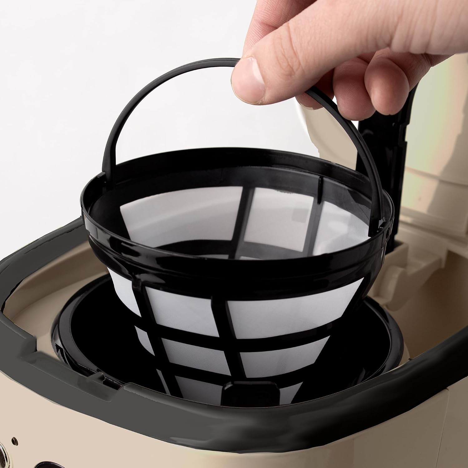 HADEN 12-Cup Programmable Coffee Maker for Home or Office, Putty & Chrome – Drip Brewer Machine with Brew Strength, Delay Brewing