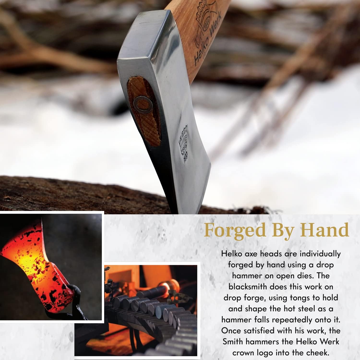 1844 Helko Werk Germany Classic Expedition Felling Axe (10497) | Made in Germany Large Felling Axe for Heavy Duty Felling Trees Cutting Wood and Timber Head 4.5lb, Handle 35 inches