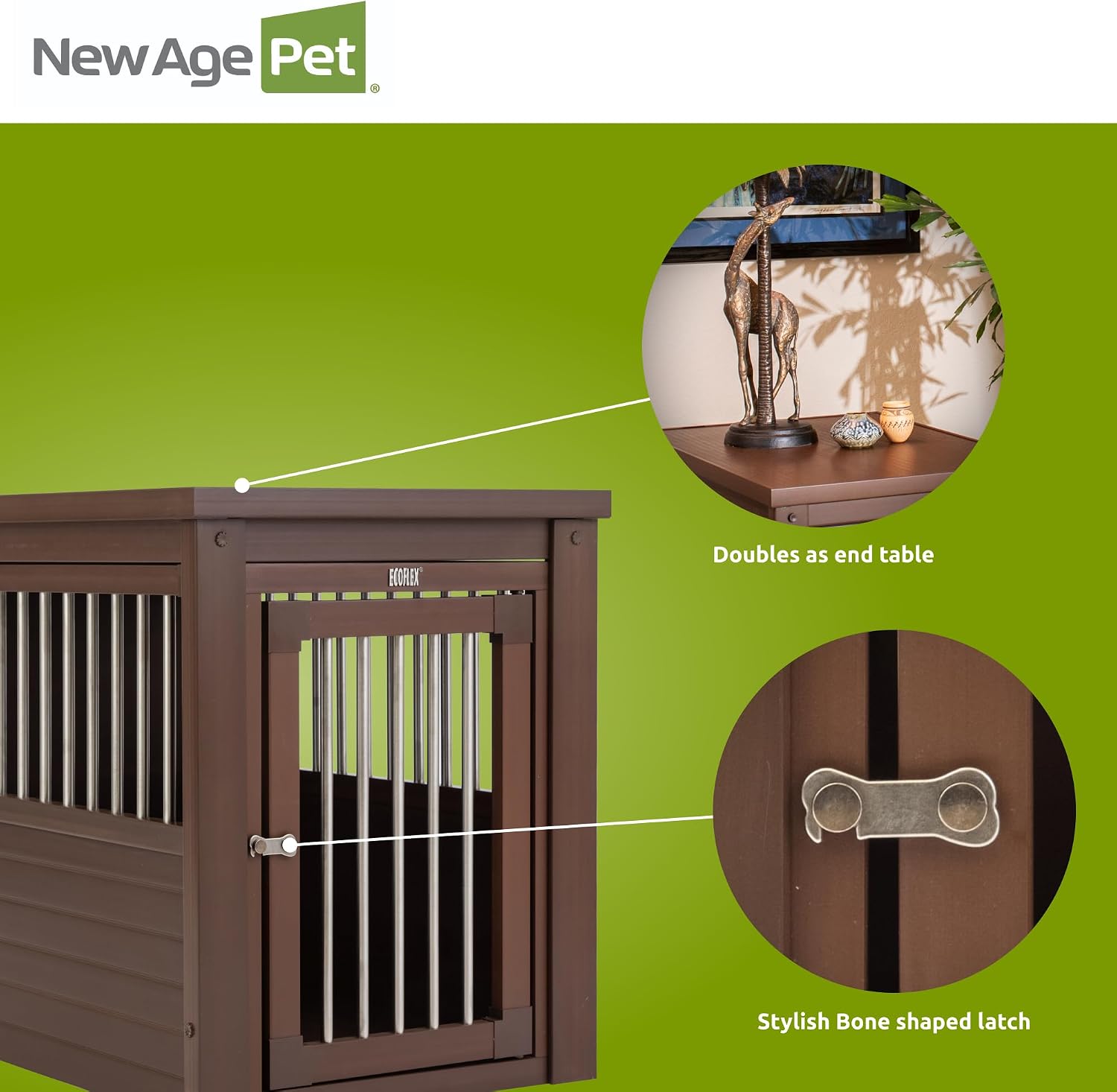New Age Pet ecoFLEX Pet Crate/End Table, Small, Grey, Model:EHHC405S