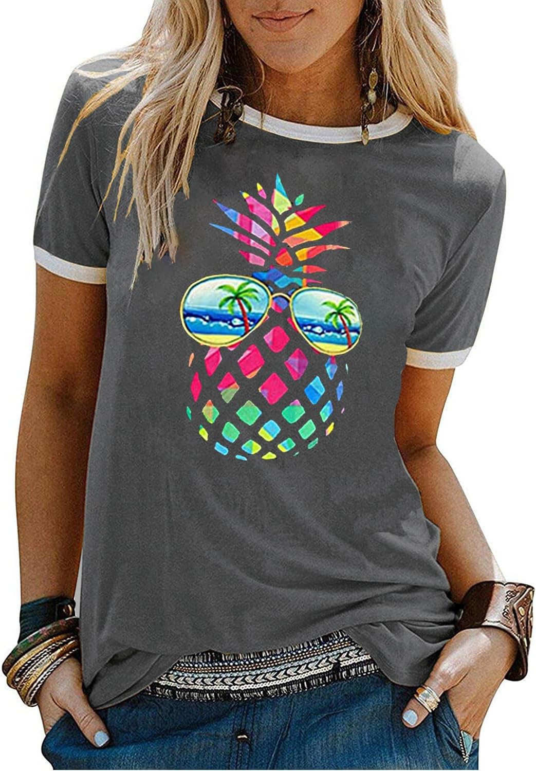 YEXIPO Graphic Tees for Women Short Sleeve Summer Tops Casual Cute T Shirts