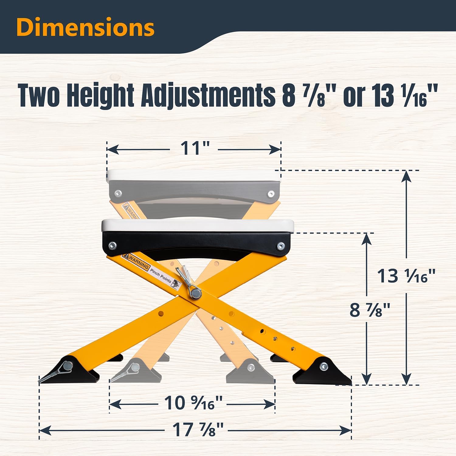 POWERTEC Folding Router Table Stand – Adjustable Height Workstation Base for 11-1/2" x 15-1/2" Trim Router Tables, Wall-Mount Ready