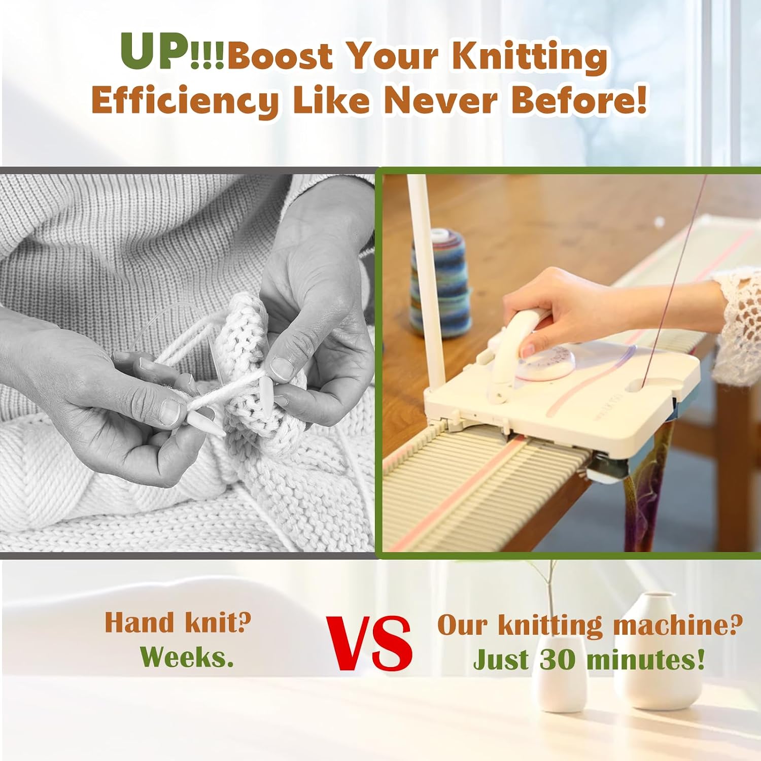 Knitting Machine, LK150 6.5mm Mid Gauge 150 Stitches Portable Plastic Domestic Smart Weaving Set with Accessories for Sock Hat Scarf