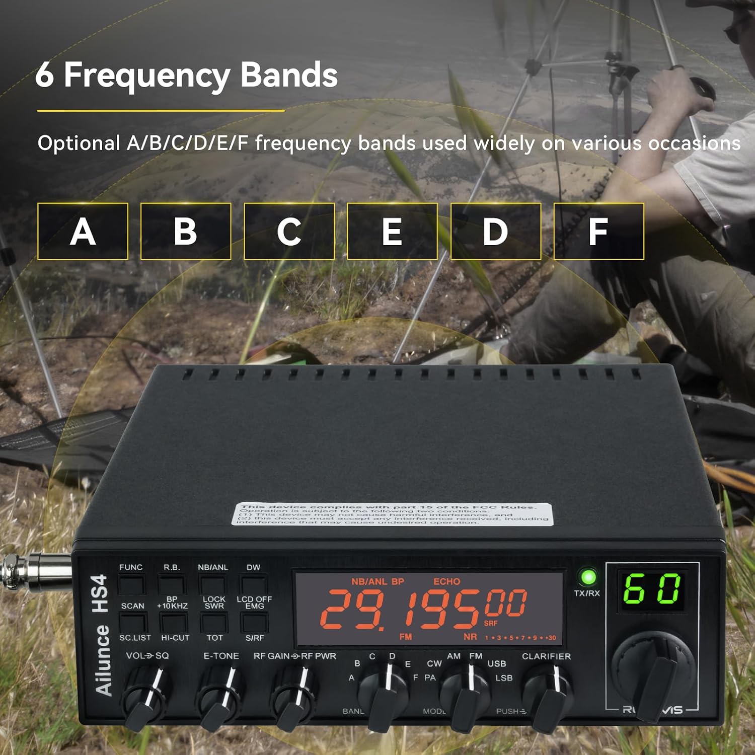 Retevis Ailunce HS4 10 Meter Radio, SSB CW AM FM PA Ham Radio Base Station | High Power Mobile Transceiver, Noise Reduction, SWR Protection, ASQ