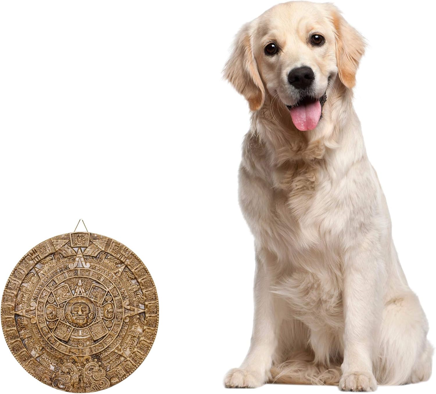 NOVICA Light Brown Archaeological Theme Ceramic Advent Calendar Plaque, 'Honey Aztec Sun Stone'