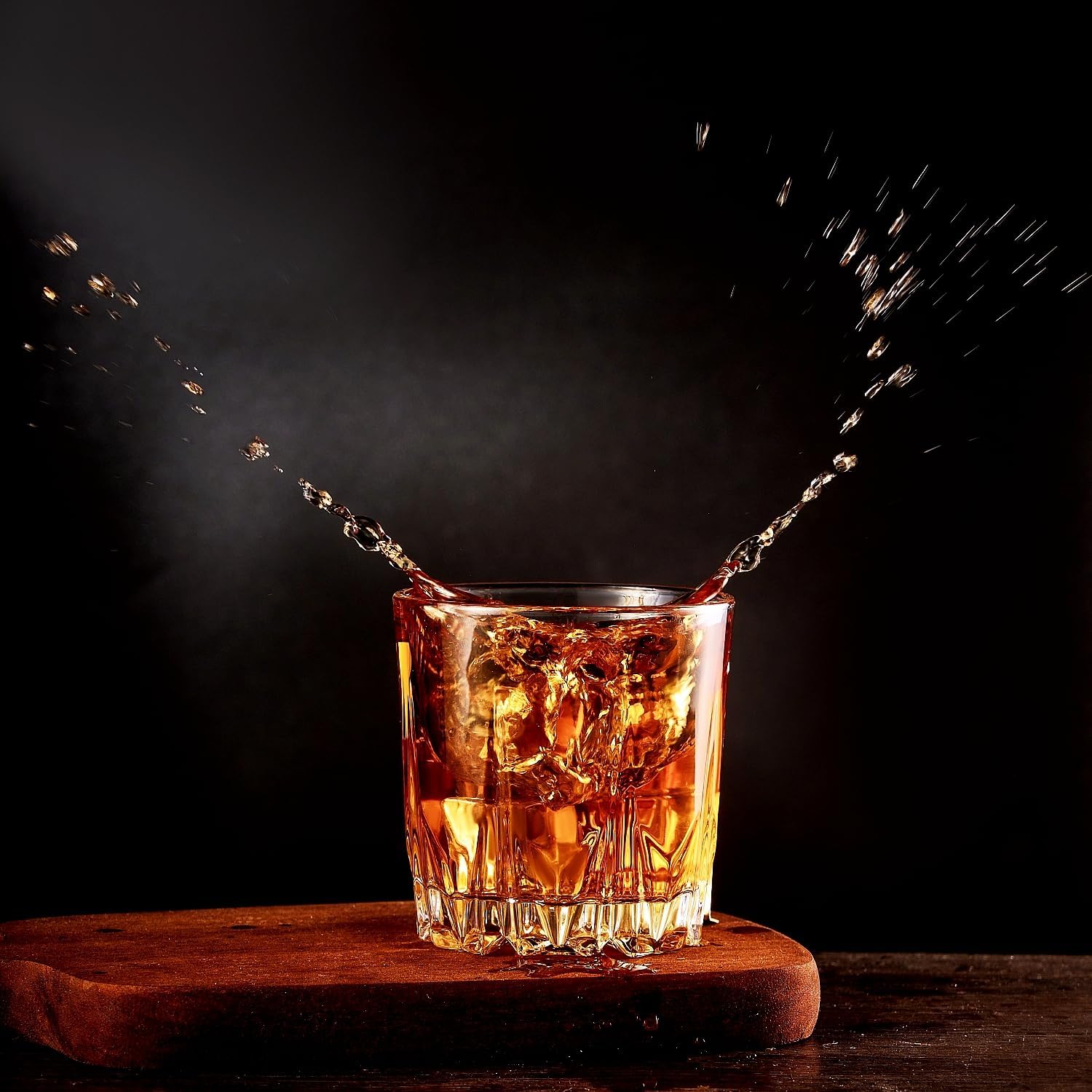 GLASKEY 12 oz Storm Japanese Whiskey Glasses Set of 4, Unique Cognac Glasses, Heavy Thick Bottom Bar Glass for Scotch Bourbon Rum Gin Water Cocktail,Gifts Men Gifts Ideas