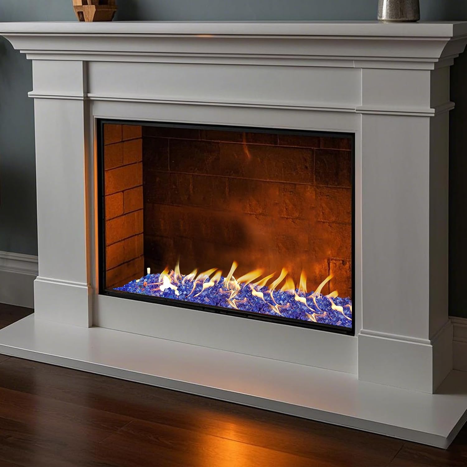 Skyflame 1/4" Pacific Blue Regular Fire Glass for Fire Pit Fireplace
