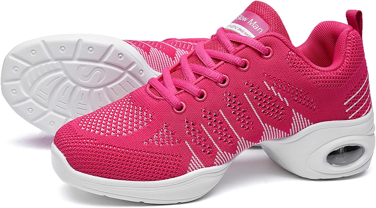 Slow Man Women's Jazz Shoes Lace-up Sneakers - Breathable Air Cushion Lady Split Sole Athletic Walking Dance Shoes Platform