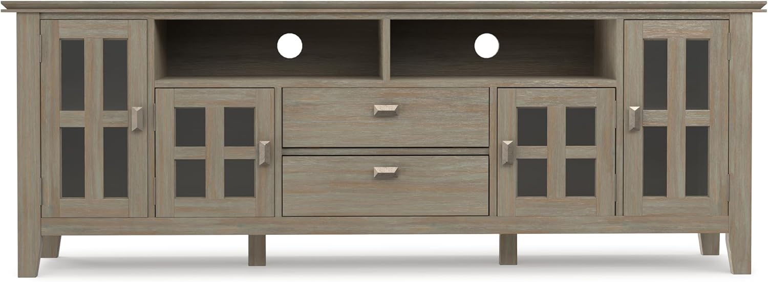 SIMPLIHOME Artisan 53" Wide Solid Wood TV Stand in Russet Brown