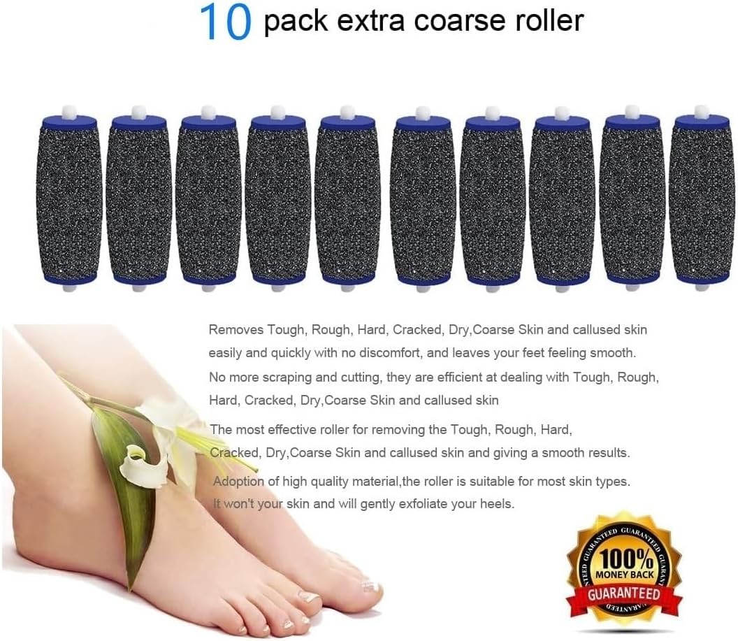 10 Pack Extra Coarse Replacement Rollers for Amope Pedi Refills Electronic Perfect Foot File Pedi Hard Skin Remover Refills