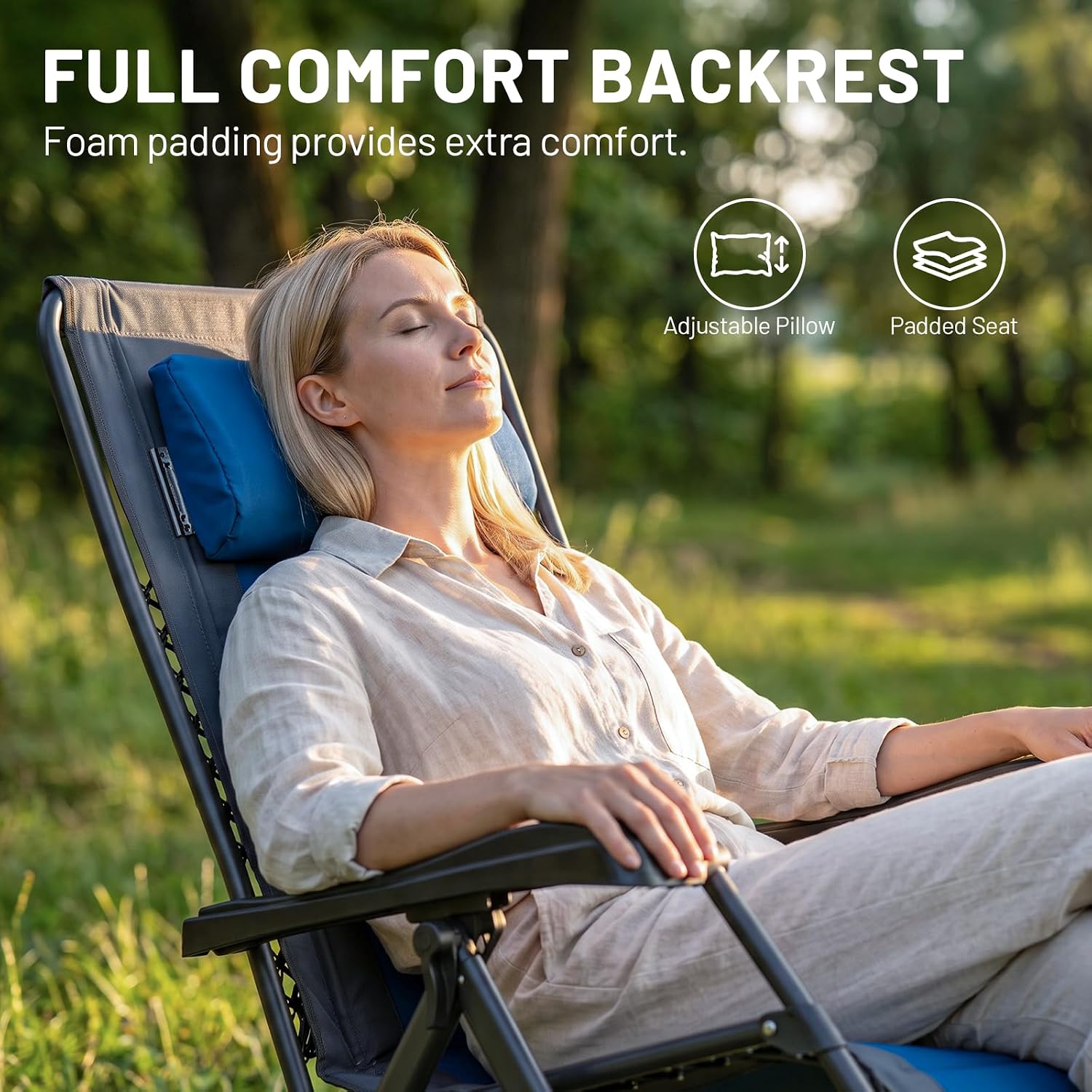 TIMBER RIDGE Zero Gravity polyester Chair Oversized Recliner 350lbs Capacity Patio Lounge Chair Padded Lawn Chair with Headrest XXL for Outdoor