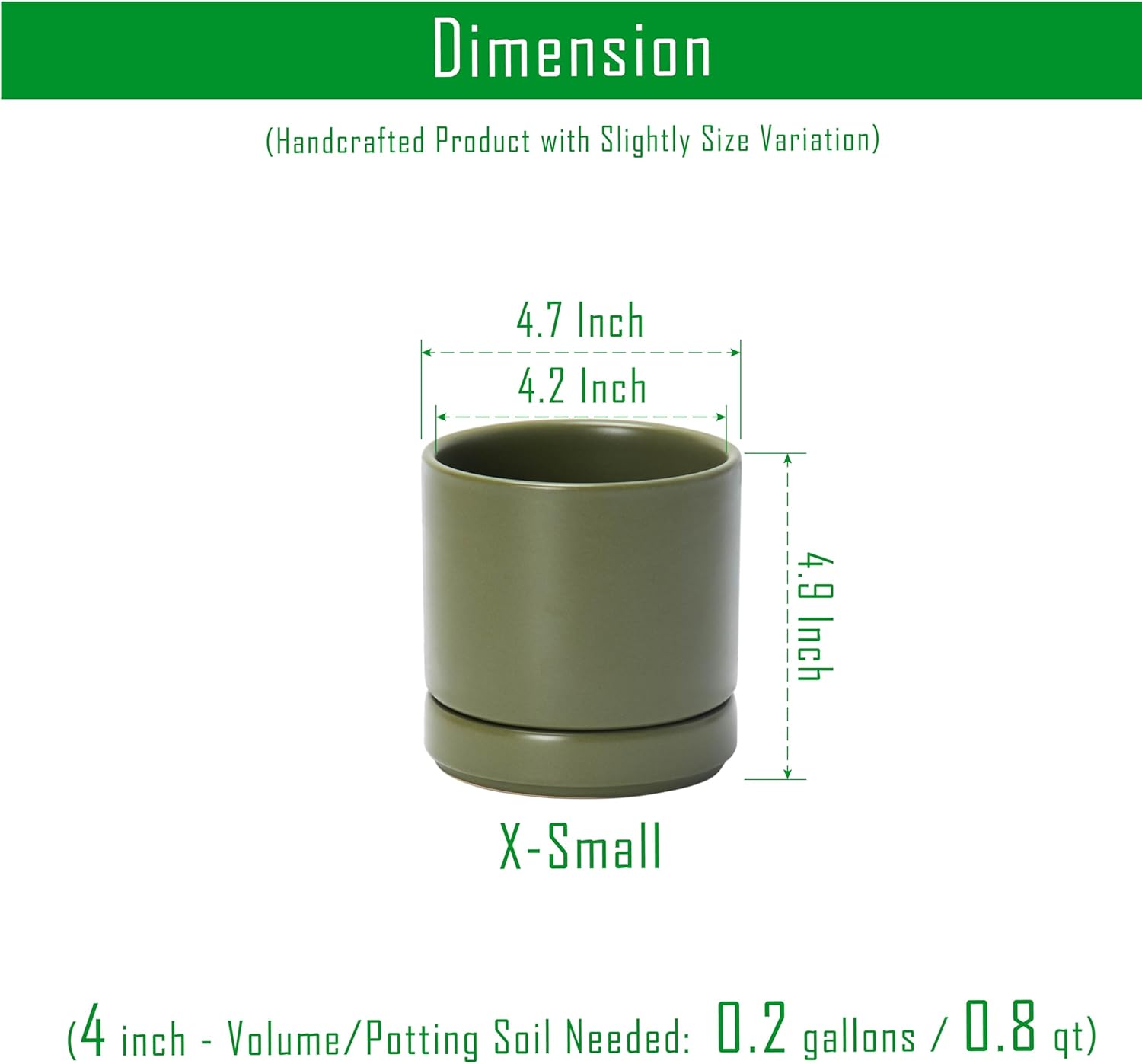 D'vine Dev 2-Pack Ceramic Pots with Saucers, White/Grey, 4.7 in, 94-V-B-6