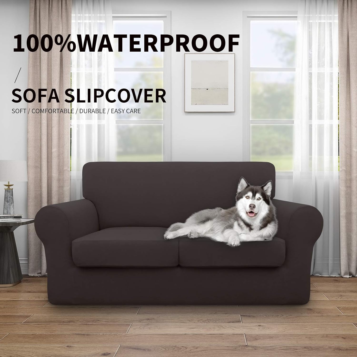 Easy-Going 4 Pieces Waterproof Recliner Chair Slipcover Washable | Stretch Soft Couch Cover for Dogs, Sofa Slipcover for Recliner Couch Furniture Protector for Kids, Pets Dark Gray