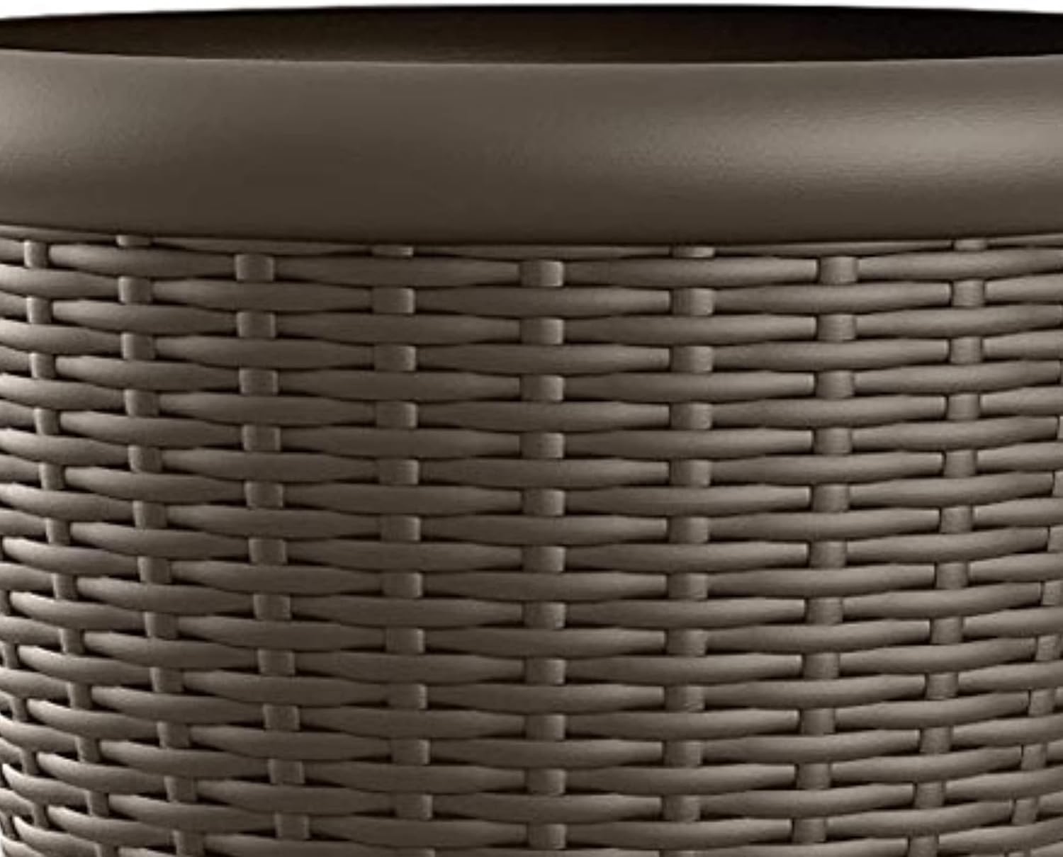 Suncast Wicker Planter w/ Drillable Drain Holes, Decorative Indoor/Outdoor Pot, 18in, Java