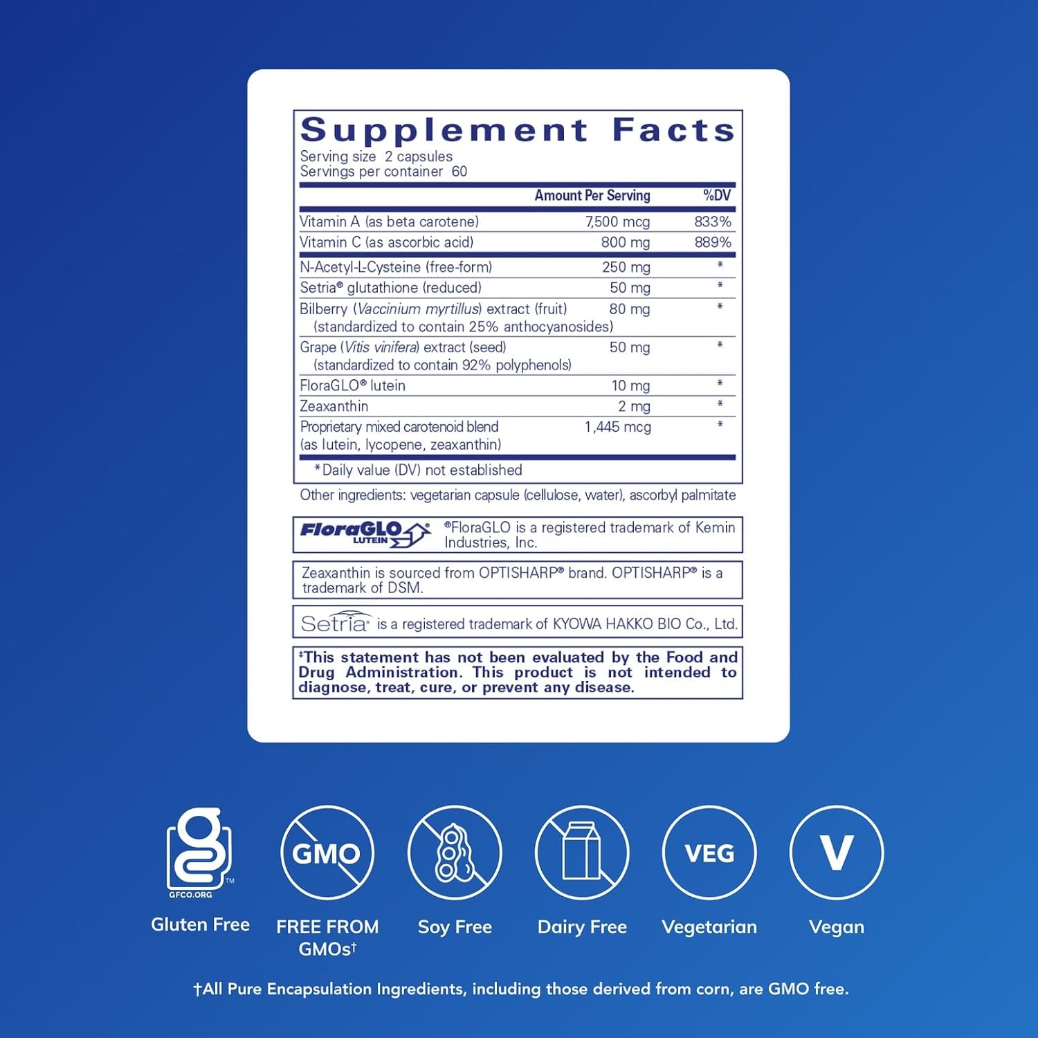 Pure Encapsulations Macular Support Formula | Hypoallergenic Supplement with Enhanced Antioxidant Formula for Healthy Eyes* | 60 Capsules | Hypoallergenic Supplement with Enhanced Antioxidant Formula for Healthy Eyes*